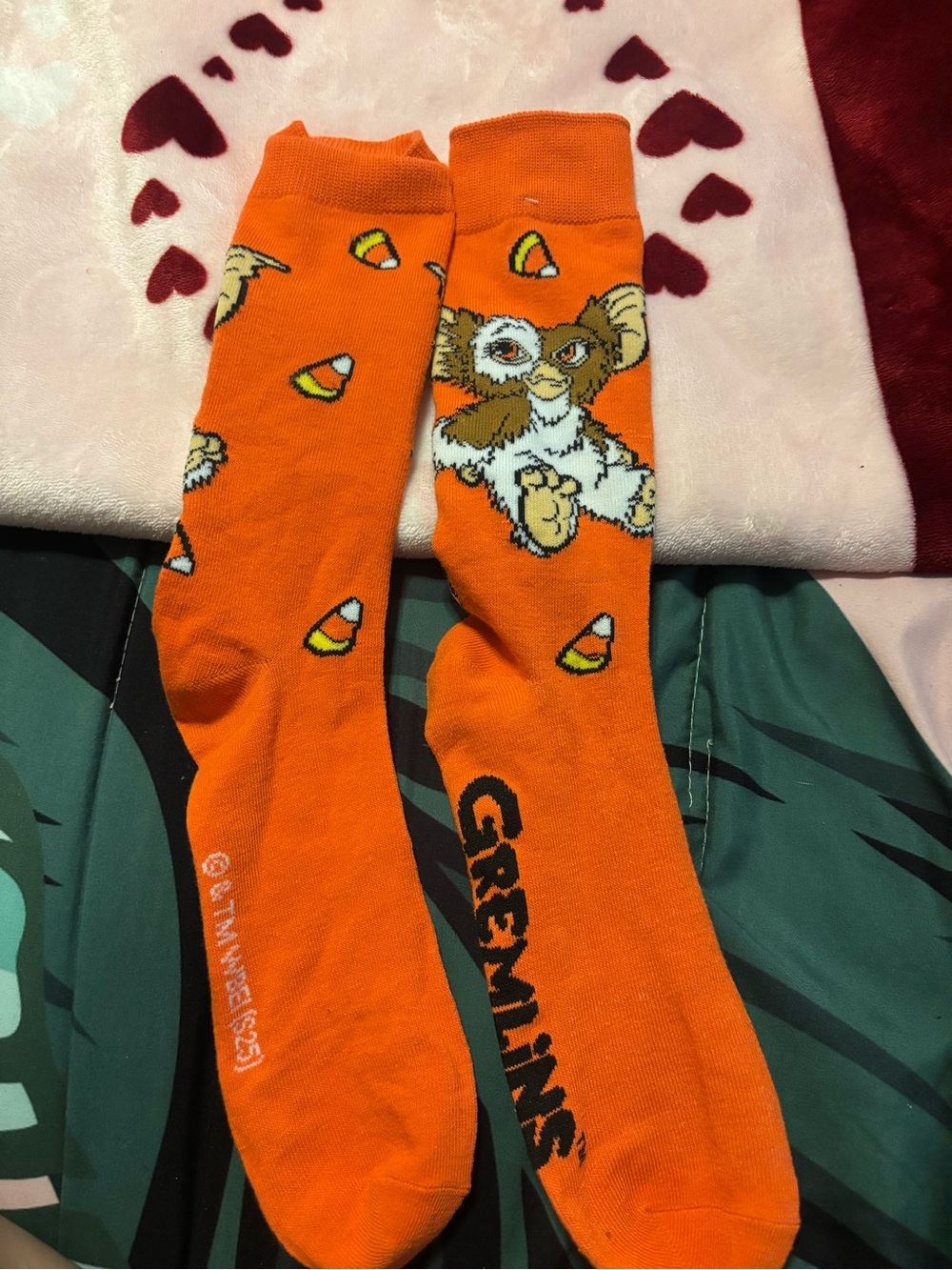Orange Novelty Crew Socks - Gizmo Candy Corn Design